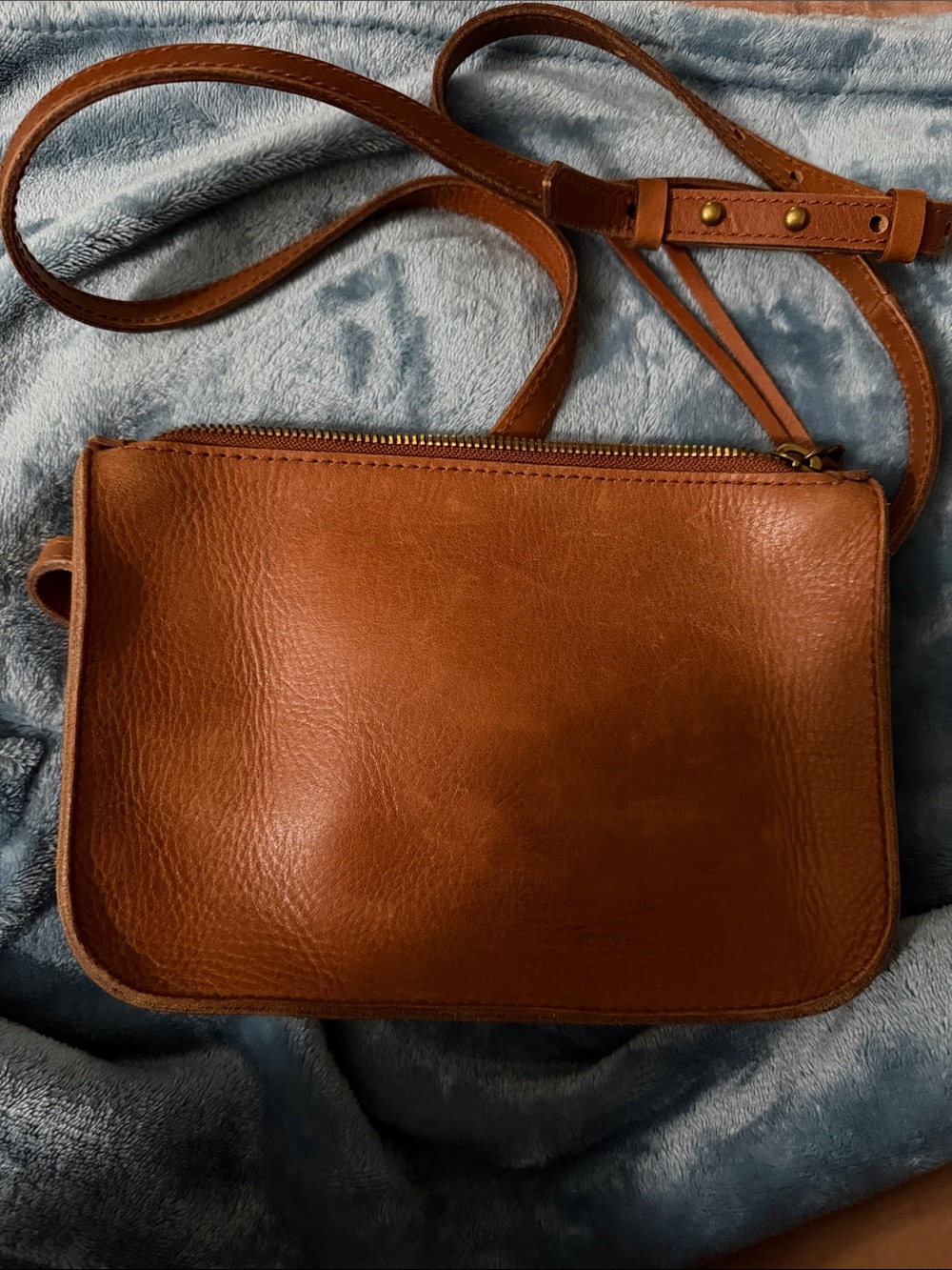 Madewell Classic Tan Leather Crossbody Bag - Genuine Leather